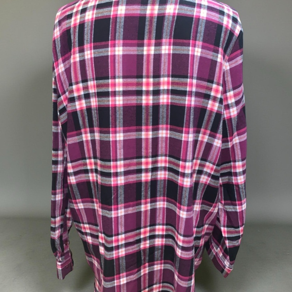 Pioneer Woman Embroidered Flannel Long Sleeve Button Shirt Plum Combo XL - Picture 2 of 7